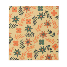 Bloco De Notas Padrão de Folhas Florais de Flores da Vintage 70s