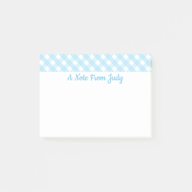 Bloco De Notas Padrão de Gingham Azul Pastel (Frente)