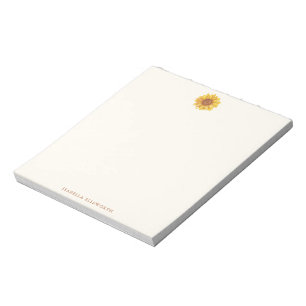 Bloco De Notas Padrão de Girassol Aquarela Rústica Personalizado