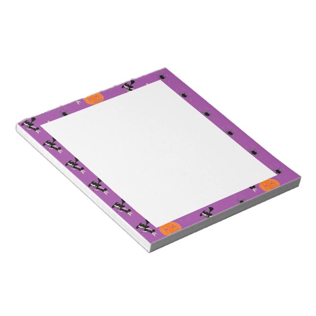 Bloco De Notas Padrão de Halloween em roxo (Inclinado)