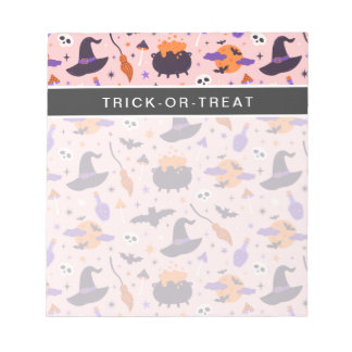 Bloco De Notas Padrão de Halloween Púrpura e rosa-claro