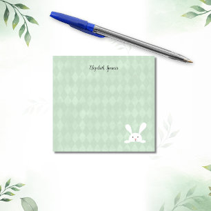 Bloco De Notas Padrão de Harlequin de coelho branco bonito Ver