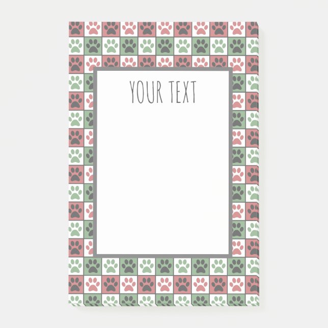 Bloco De Notas Padrão de impressão de pata de cão vermelho e verd (Frente)