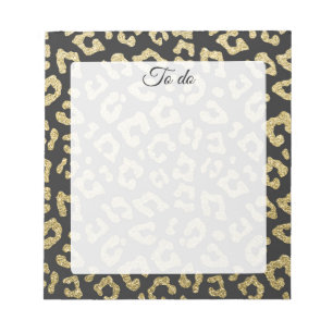Bloco De Notas Padrão de impressão elegante de ouro preto-leopard