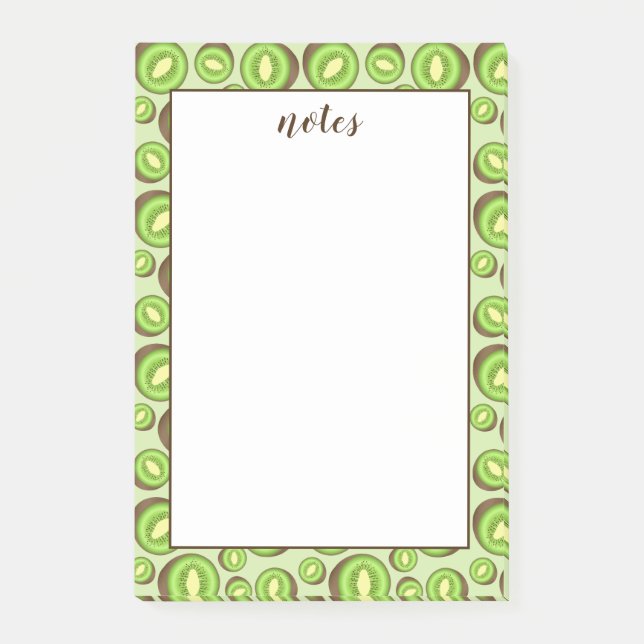 Bloco De Notas Padrão de Kiwi Verde e Marrom com Texto Personaliz (Frente)