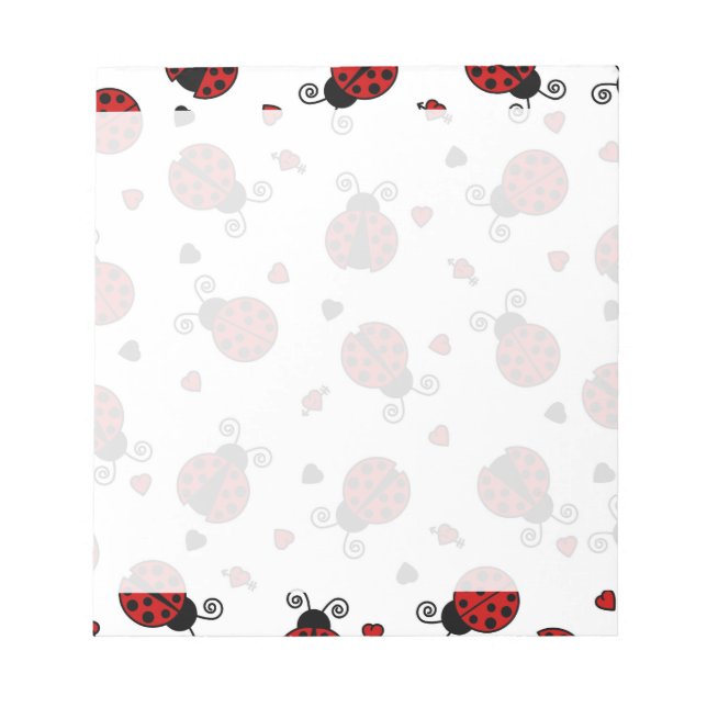 Bloco De Notas Padrão de Ladybug e coração (Frente)