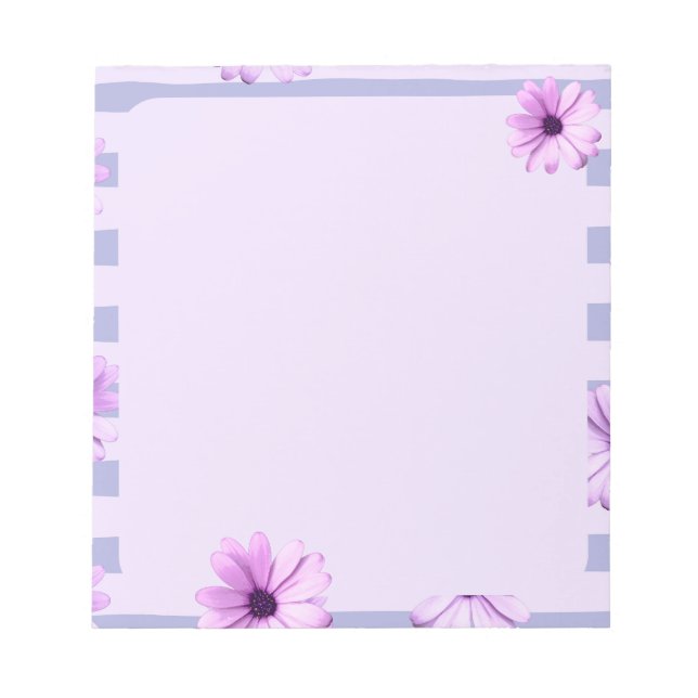 Bloco De Notas Padrão de listras de Pastel com a Daisies (Frente)