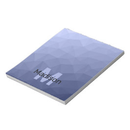 Bloco De Notas Padrão de malha geométrica azul cinza Monograma