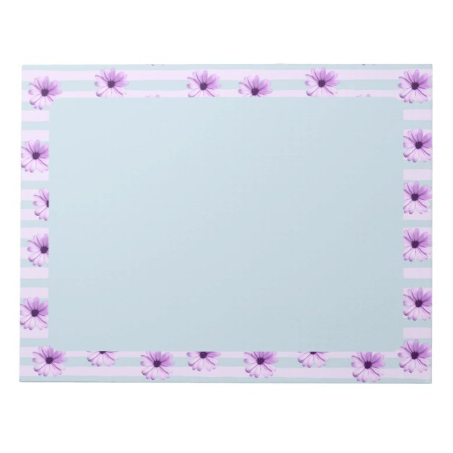 Bloco De Notas Padrão de Margarida Azul e Roxo (Frente)