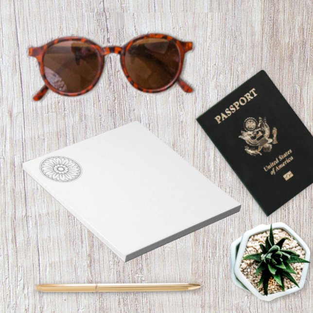 Bloco De Notas Padrão de Medalhão Moderno Monograma e Cinza Rosa (Criador carregado)