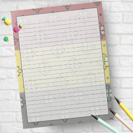 Bloco De Notas Padrão de Meio século da Cinza amarela rosa dos an