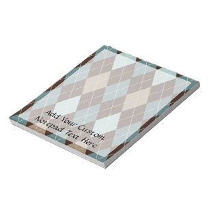 Bloco De Notas Padrão de Moda Blue and Brown Argyle