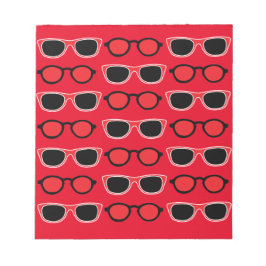 Bloco De Notas Padrão de Óculos de Sol Preto Vermelho