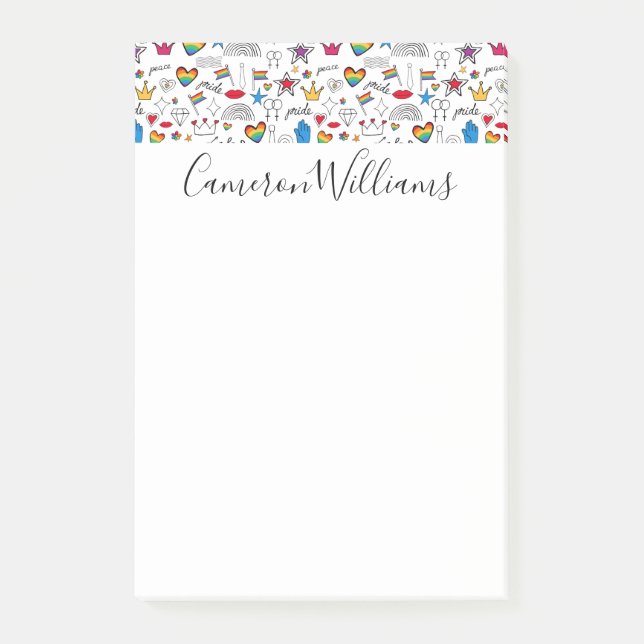 Bloco De Notas Padrão de Orgulho gay Doodle (Frente)