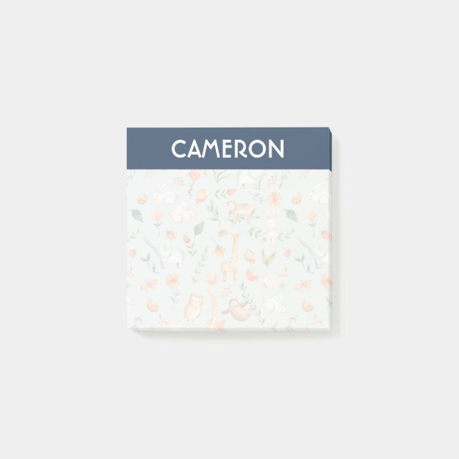 Bloco De Notas Padrão de Pastel de Bebê-Teal-Cute (Frente)