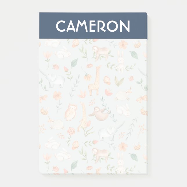 Bloco De Notas Padrão de Pastel de Bebê-Teal-Cute (Frente)