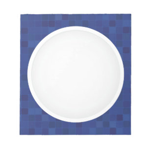 Bloco De Notas Padrão de pixel de mosaico azul personalizado mono