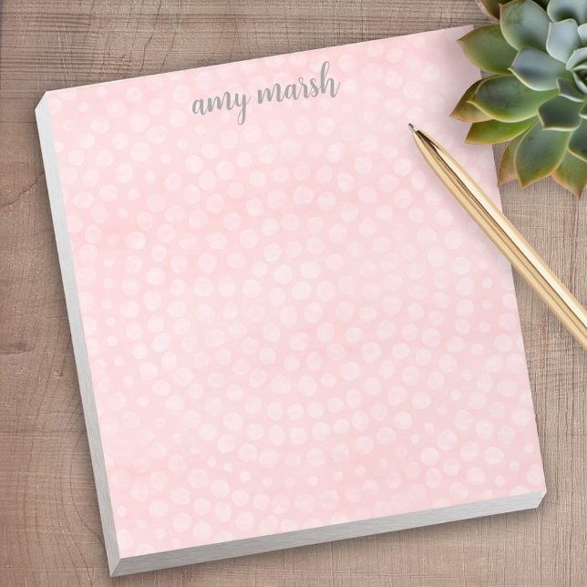 Bloco De Notas Padrão de Ponto de Boho Moderno com nome de script (Personalized notepad - great for a gift or your home office)