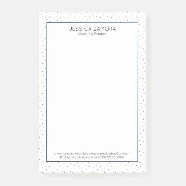 Bloco De Notas Padrão de pontos branco e azul escuro (Frente)
