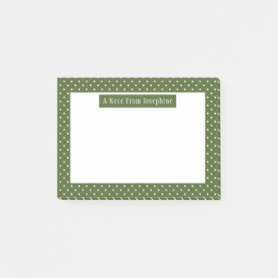 Bloco De Notas Padrão de Pontos Brancos em Verde Oliva e Texto