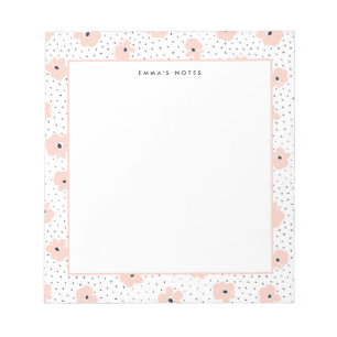 Bloco De Notas Padrão de Pontos Florais Modernos Blush Personaliz