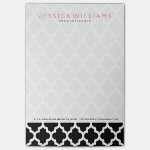 Bloco De Notas Padrão de Quatrefoil de Ikat Preto e Branco