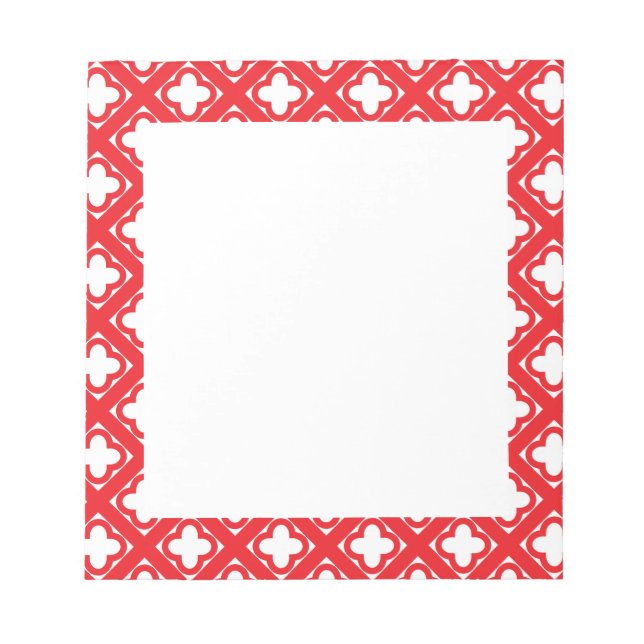 Bloco De Notas Padrão de Quatrefoil Vermelho (Frente)