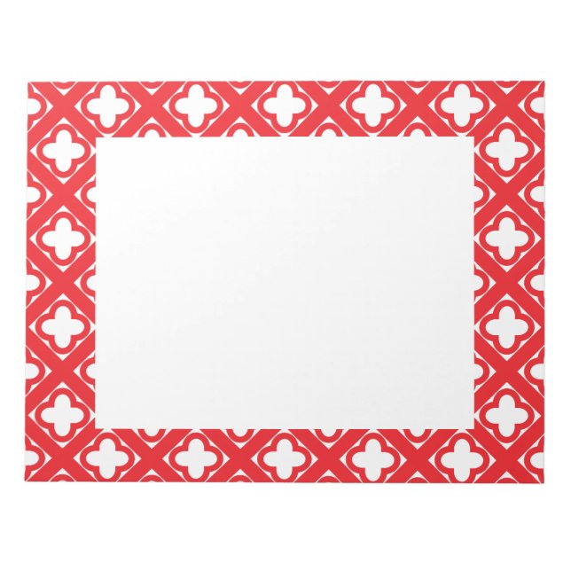 Bloco De Notas Padrão de Quatrefoil Vermelho (Frente)