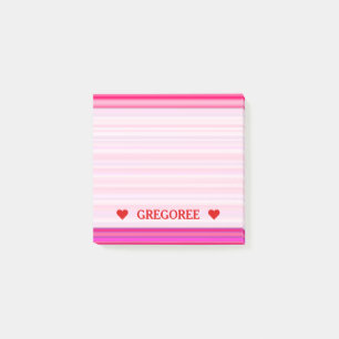 Bloco De Notas Padrão de Stripes Diversão, Feliz, Girly Pink e 