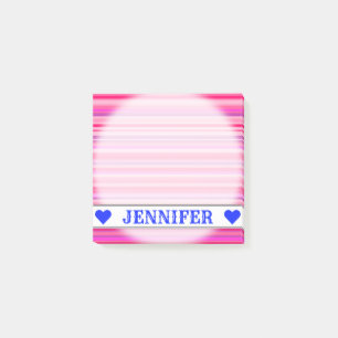 Bloco De Notas Padrão de Stripes Diversão, Feliz, Girly Pink e 