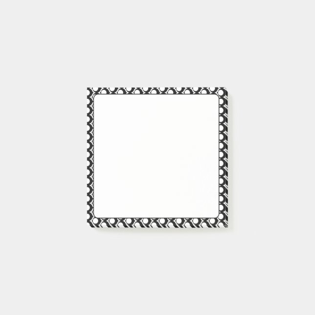 Bloco De Notas Padrão de Treliça de Círculo Preto e Branco Modern (Frente)