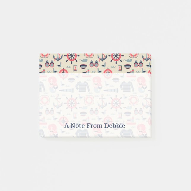 Bloco De Notas Padrão de vida marinha| Adicione Seu Nome (Frente)