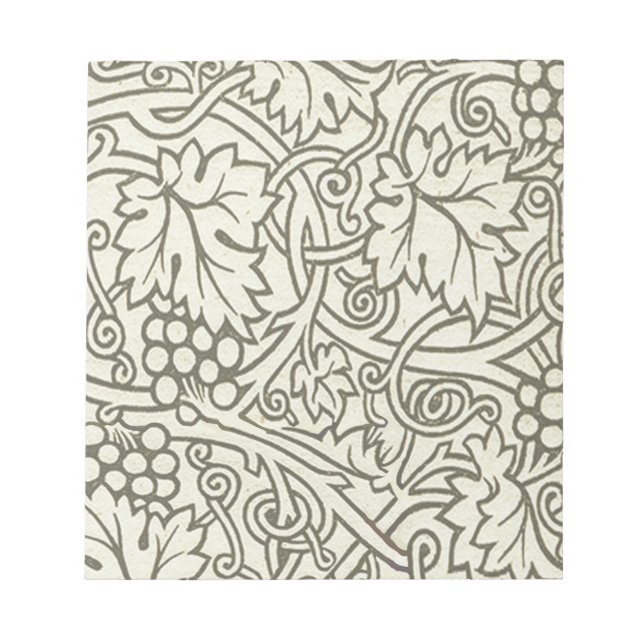 Bloco De Notas Padrão de videira verde cinza de William Morris (Frente)