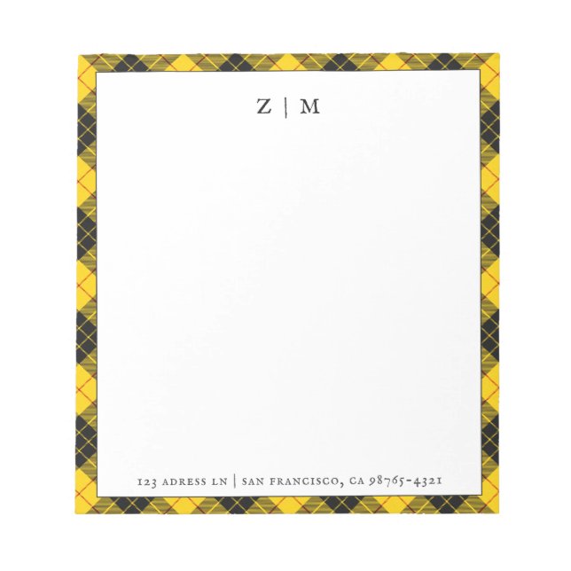 Bloco De Notas Padrão de Xadrez do MacLeod Clan Tartan (Frente)