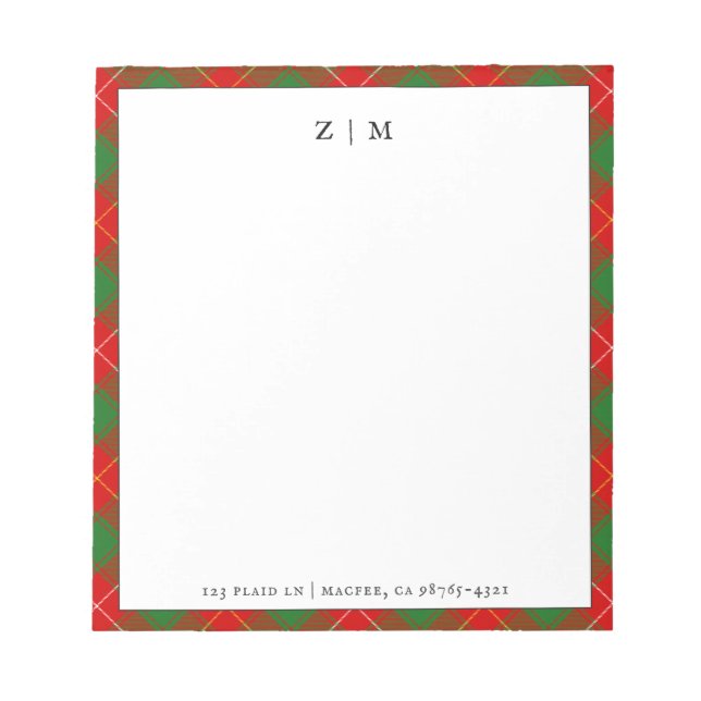 Bloco De Notas Padrão de Xadrez do MacPhie Clan Tartan (Frente)