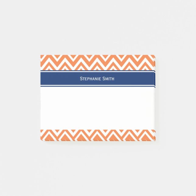 Bloco De Notas Padrão de Zigzag Laranja Personalizado (Frente)