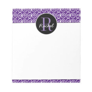 Bloco De Notas Padrão desenhado à mão em roxo, monograma