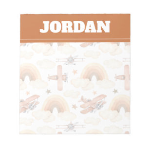 Bloco De Notas Padrão do avião arco-íris de cor d'água