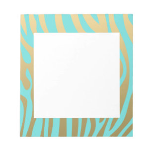 Bloco De Notas Padrão Dourado e Azul Zebra Stripes
