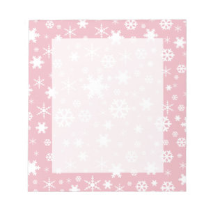 Bloco De Notas Padrão elegante de flocos de neve de Natal cor-de