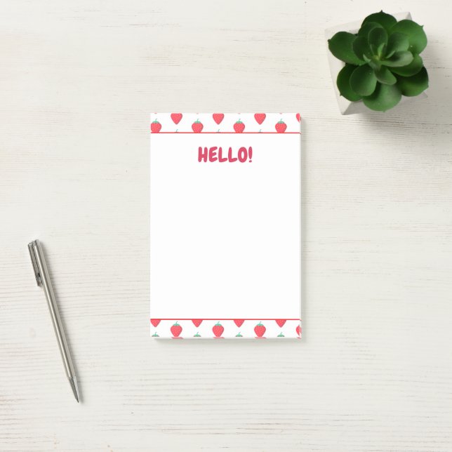 Bloco De Notas Padrão Estético de Morango Kawaii Fofo (Escritótio)