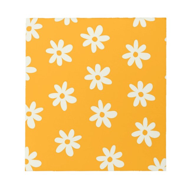 Bloco De Notas Padrão Flor Simples Floral Branco Retroativo (Frente)