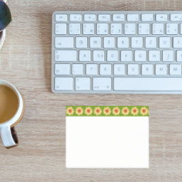 Bloco De Notas Padrão Floral Amarelo Dahlia na Fronteira Verde