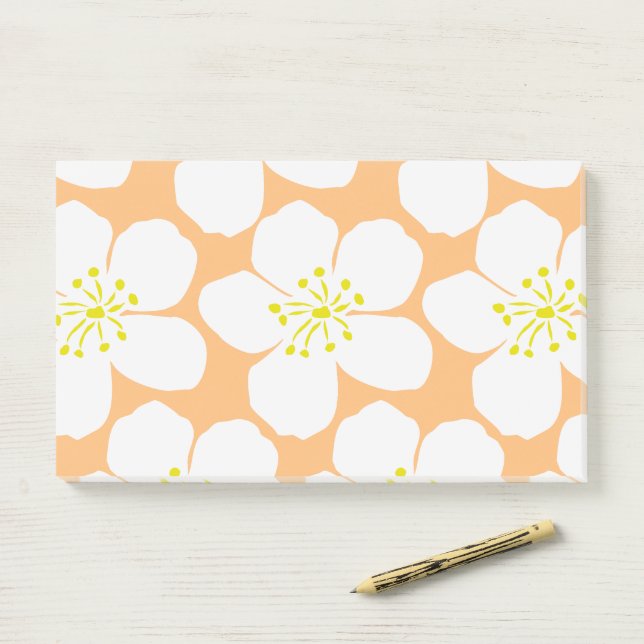 Bloco De Notas Padrão Floral Branco (Na mesa)