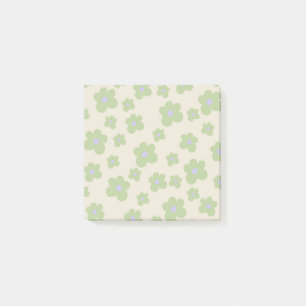 Bloco De Notas Padrão Floral Branco Verde e Roxo