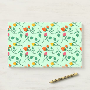 Bloco De Notas Padrão floral com flores rosa coloridas