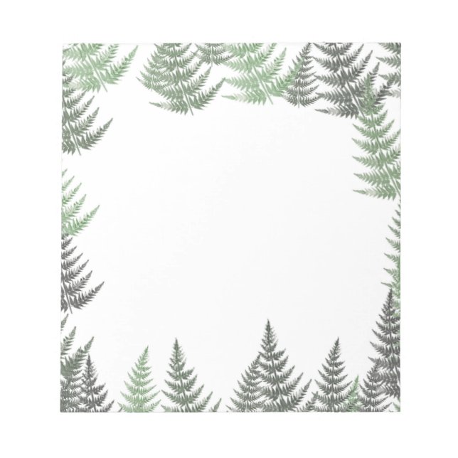 Bloco De Notas Padrão Floral de Fern Verde Elegante (Frente)