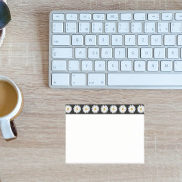 Bloco De Notas Padrão Floral de Margarida Branca na Fronteira Neg