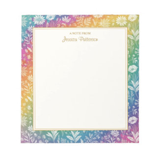 Bloco De Notas Padrão Floral Florido Arco-íris Colorido Personali