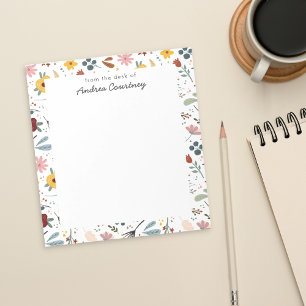 Bloco De Notas Padrão Floral Moderno Bonito da mesa de